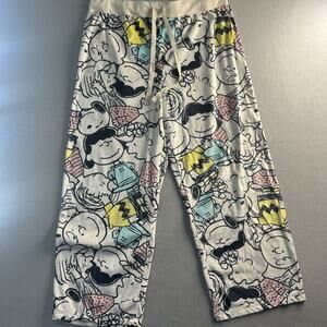 Mens Large Snoopy Pajamas Pants Size 2XL White AOP